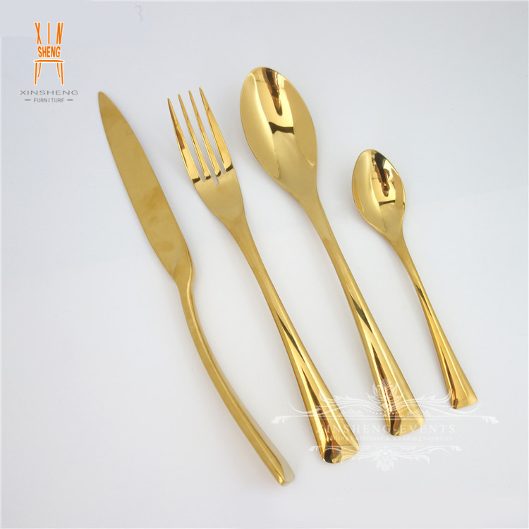 Golden Solid Steak Silverware Knife and Fork Set Gold Flatware Set European Western Restaurant Cutlery for Wedding