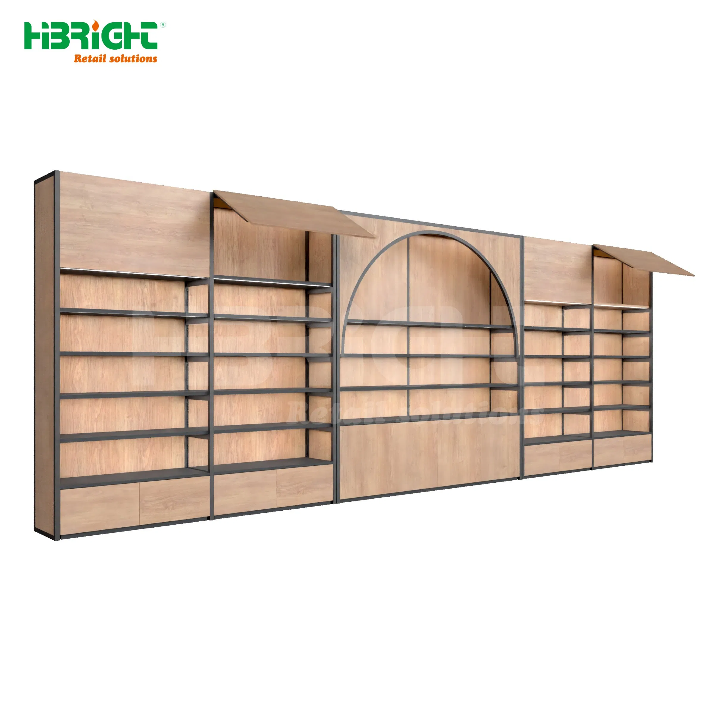 Single-Sided Modern Iron Display Rack White Gondola Shelving Convenience Store Groceries Light Duty Metallic Supermarket Shelves