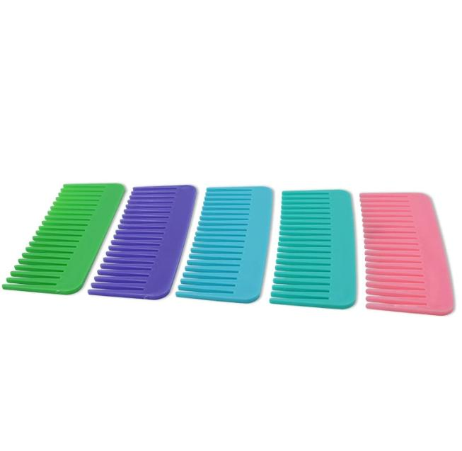 Custom Logo Colorful Plastic Flat Hair Brush Wide Tooth Comb