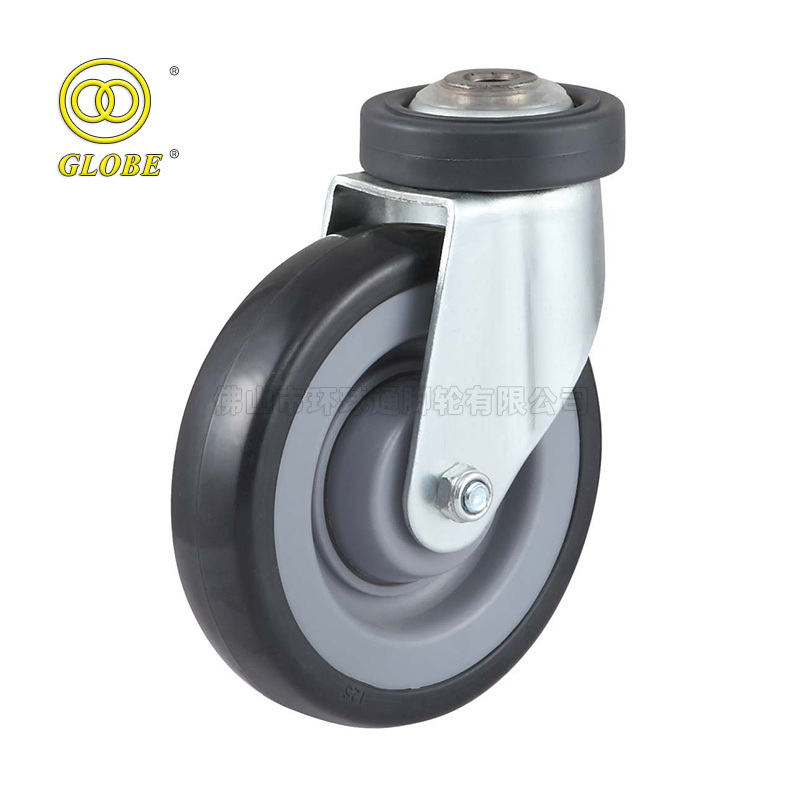Globe Caster Swivel Rigid Shopping Cart Bolt Hole Rubber Caster Competive Prices