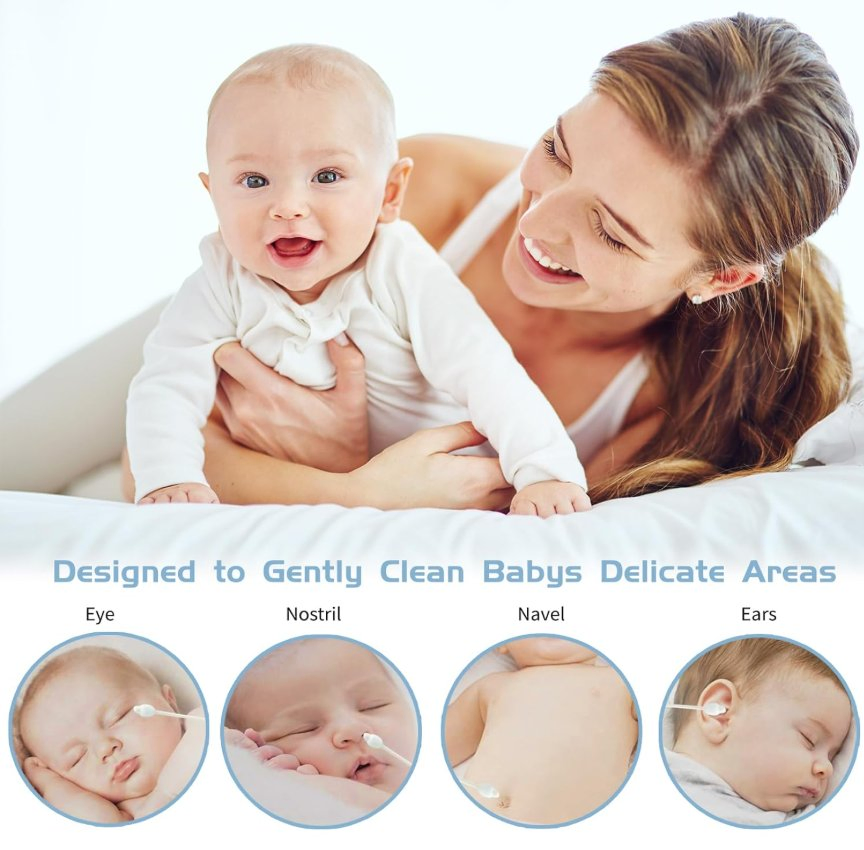 55PCS Kids Children Baby Safety Cotton Swabs for Newborn with Paper Stick