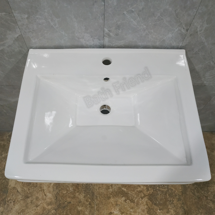 Building Material Sanitary Ware Square Designer Bathroom Sink Furniture Ceramic Freestanding Basin