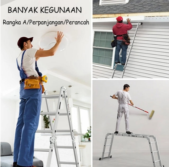 Aluminum Lightweight and Multifunctional Folding Small Joint Ladder (With Anti-slip foot mat) -4X4steps