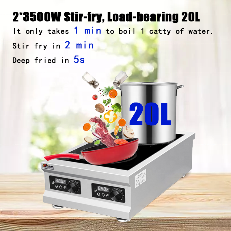 Commercial Double Induction Cooker 2 Burner 3500W Ceramic Electric Cooktop Stove for Commercial Restaurant Kitchen Equipment