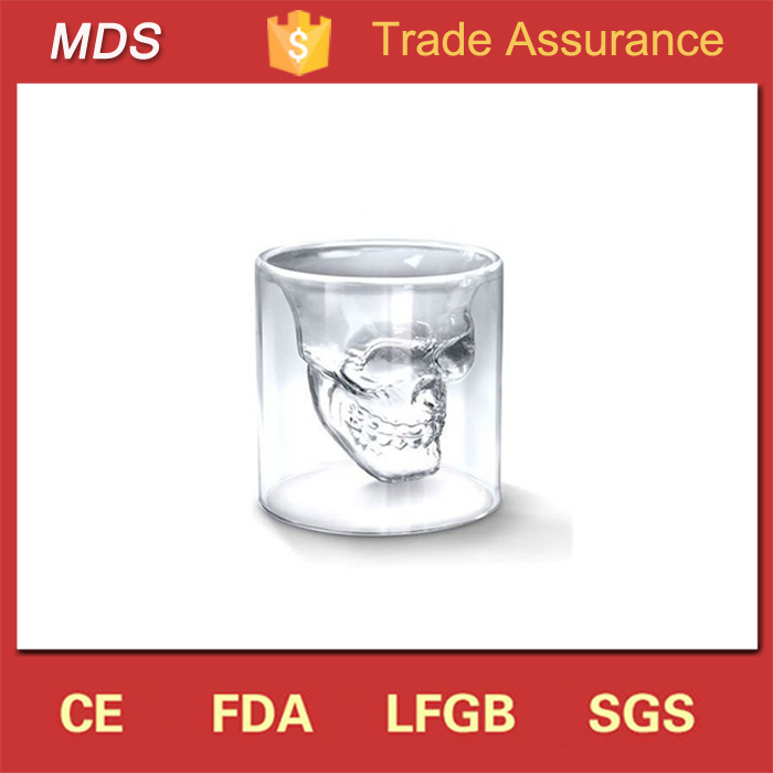 Dinking Glass Crystal Double Wall Skull Wine Glass Cup
