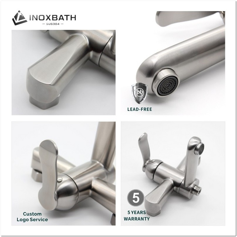 Wall Mount Bathtub Faucet Stainless Steel Commercial Grade Watermark