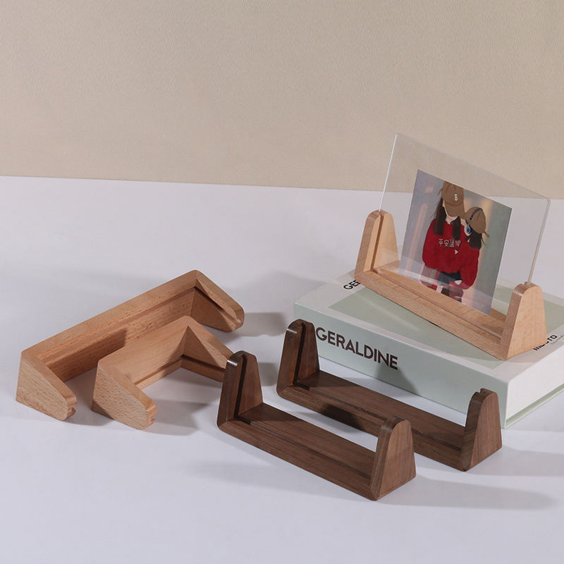 Wholesale Wood U Shaped Acrylic Clear Frame A5 A6 B5 B6 Desktop Acrylic Photo Wood Base Picture Frame