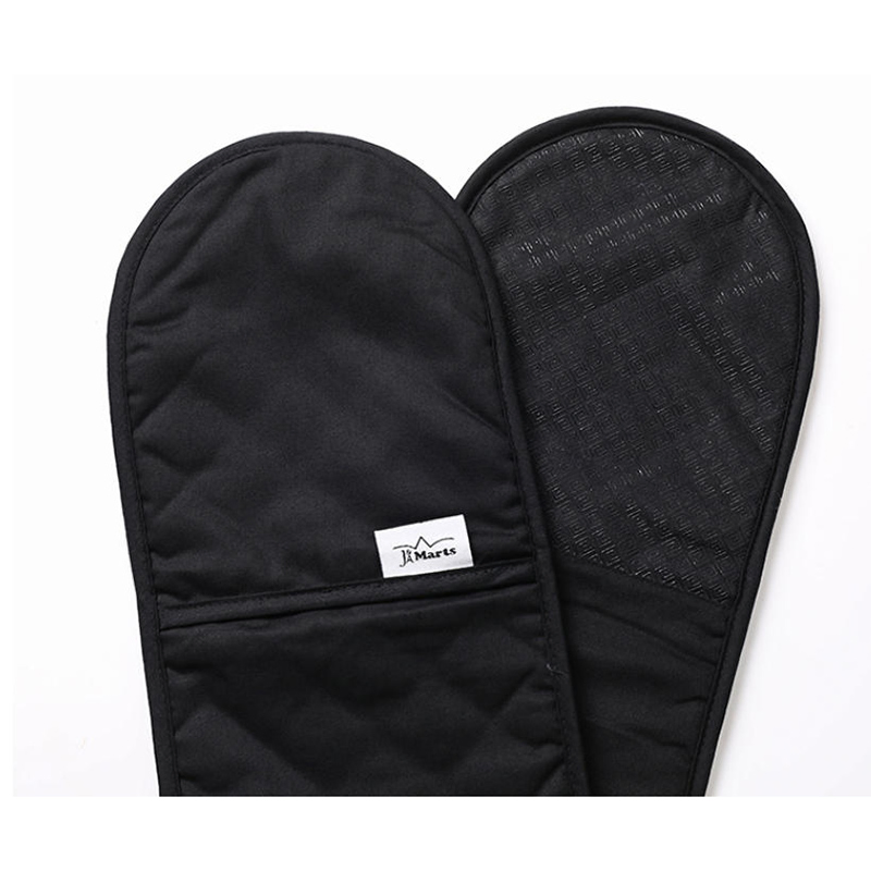 Esun Silicone Non-Slip Design Black Double Oven Mitts with Ropes for Cooking Baking