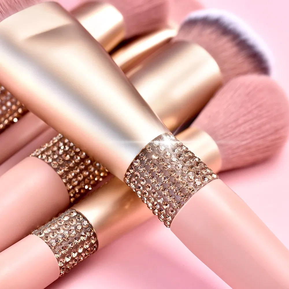 Nude Pink Makeup Brush Set 9PCS with Holder /Bag Accept Private Label
