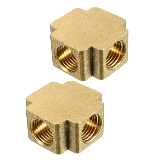 Custom CNC Cross 4 Tee 3 Way Female Brass Pipe Fitting