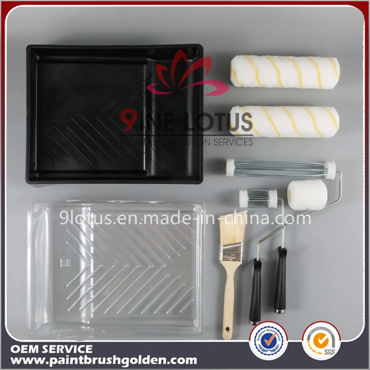 8PCS Paint Roller Set Seamless Paint Rollers with Aluminum Pole