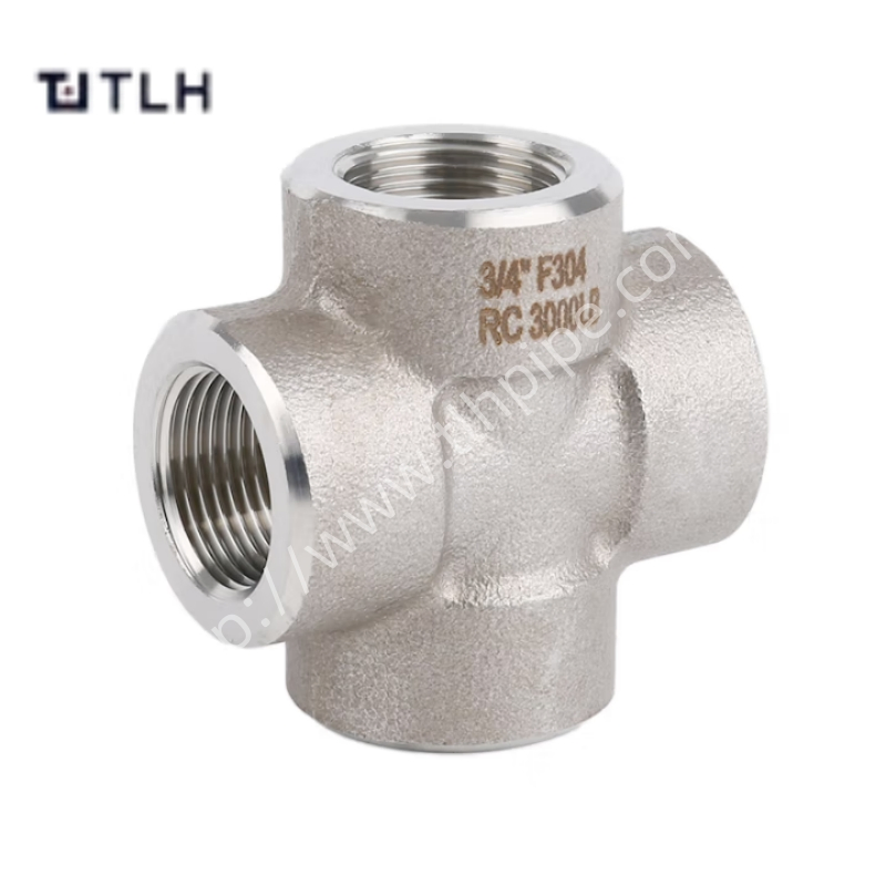 3000/6000/9000lb Ss 304 Ss 316 Socket Weld Cross for Leak-Proof Connection