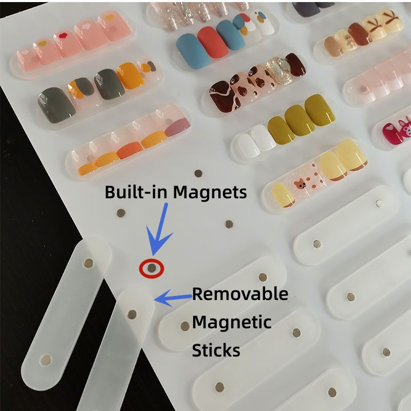 Clear Acrylic Plate Nail Art Display Board, Nail Sample Display Press-on Nails Display Stand with 12PCS Sticks--Clear