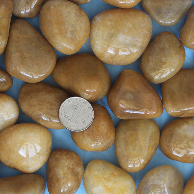 Landscape Natural Polish Yellow Pebble Stone Black Pebble for Garden