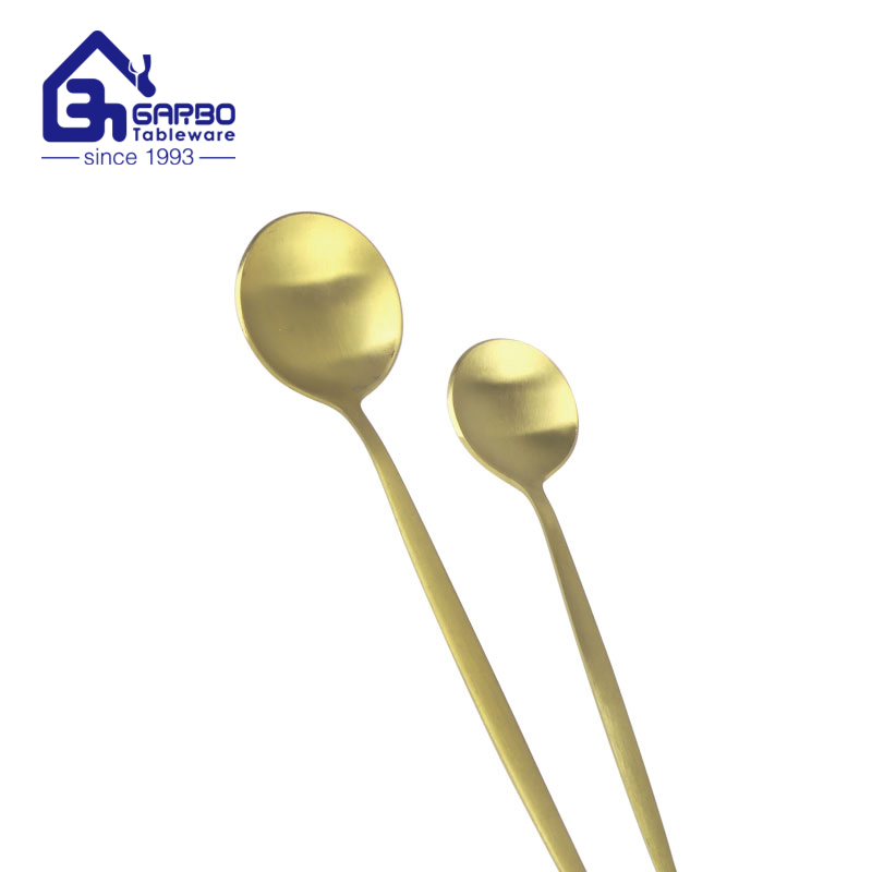 24PCS Set Plastic Bag 410ss Stainless Steel Cutlery Dinner Knife Fork Tea Spoon Golden Plating