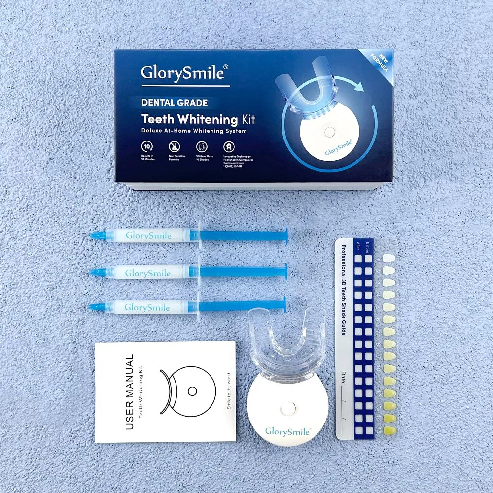 Teeth Whitening Kit with 5 LED Light 3PCS Peroxide Free Bleaching Gel