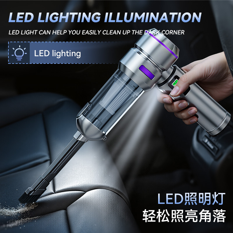 Car Blowing and Suction Dual-Purpose Vacuum Cleaner Brushless High-Power Dust Removal Inflatable Integrated Digital Display LED Lighting Dust Blower