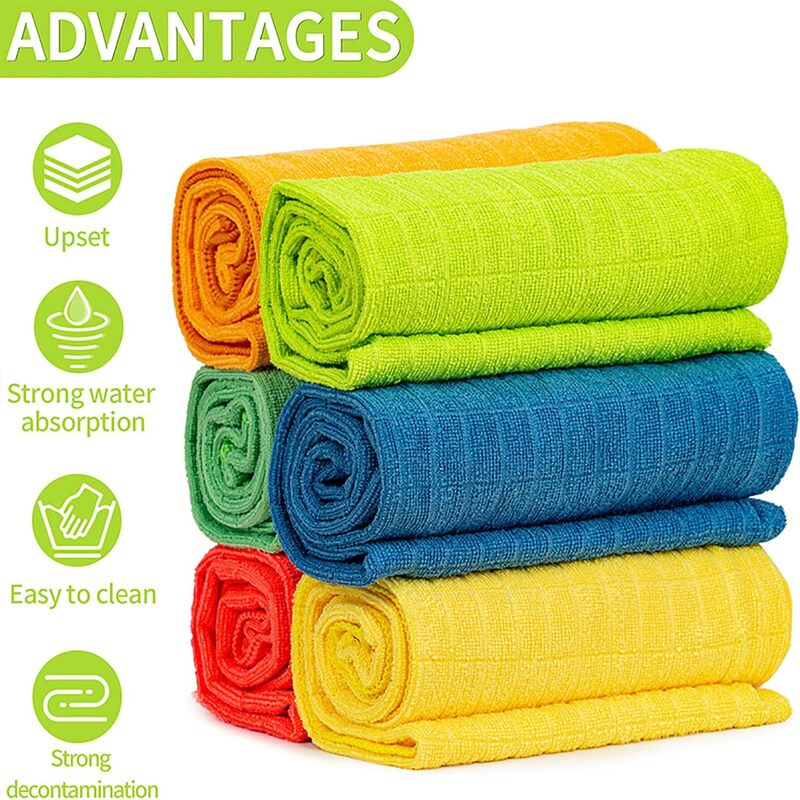 Brighthomey Microfiber Terry Cloth Set Reusable for House Floor Kitchen Car Window