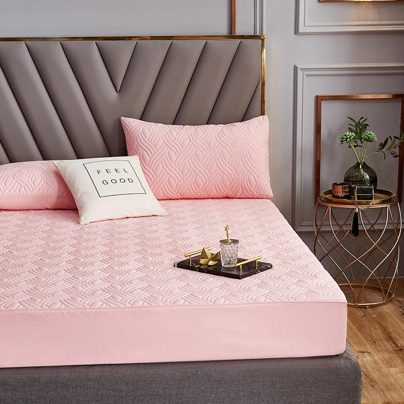 Hot Sale Cotton Full Size Mattress Protector Cover White Mattress Pad Protector Pink 3-Piece Quilting Mattress Protector