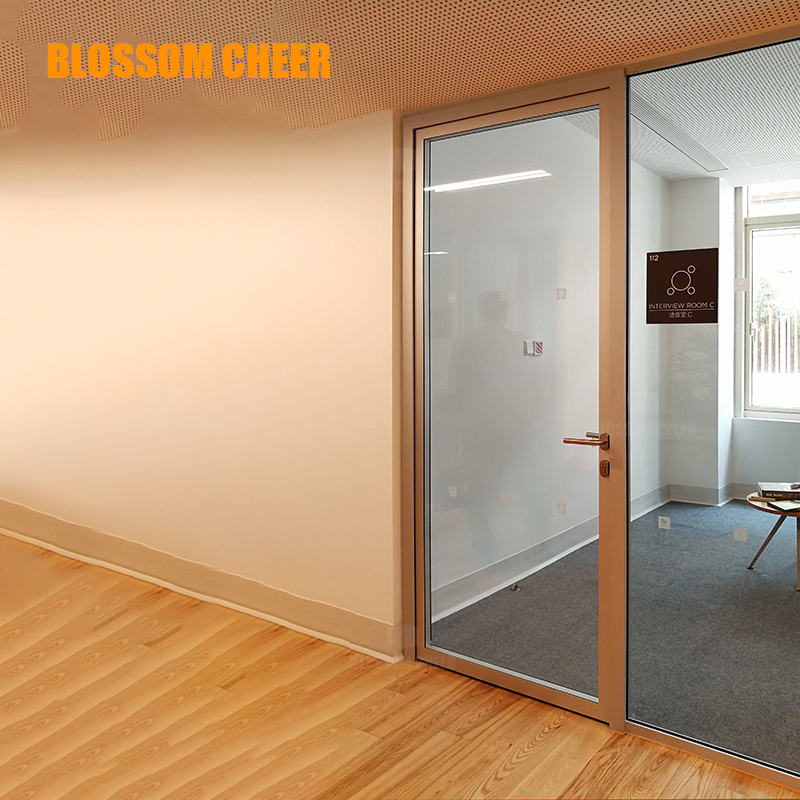 Soundproof Office Building Minimalist Panoramic Single Aluminium Hollow Glass Partition