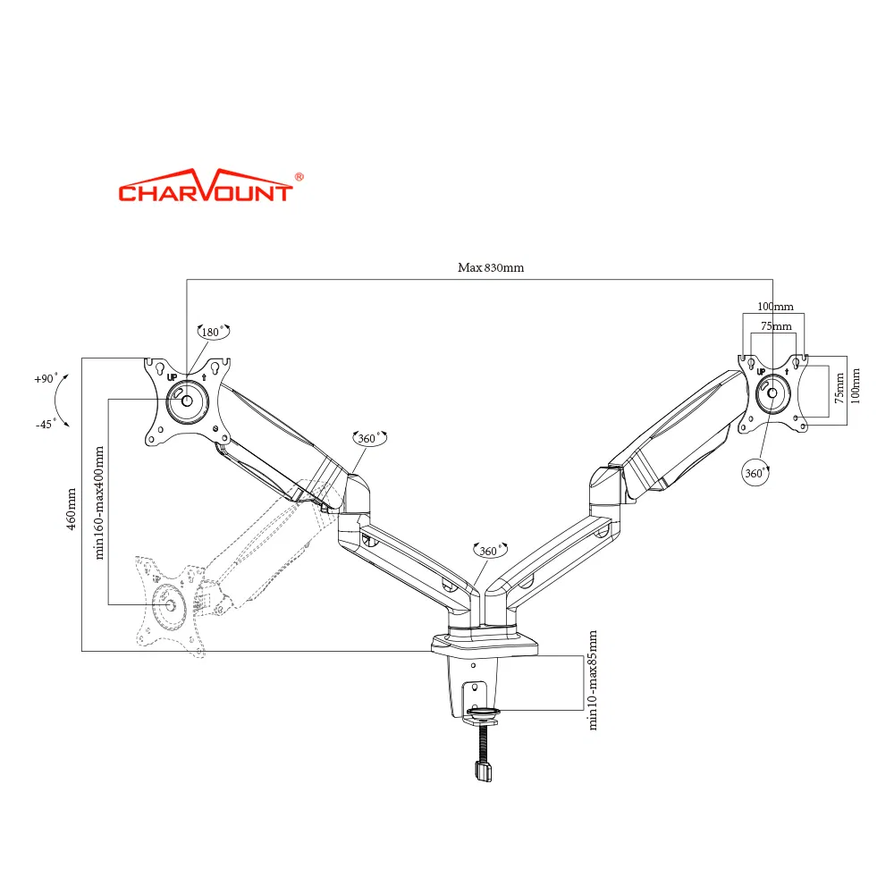 Кронштейн для двух мониторов Full Motion