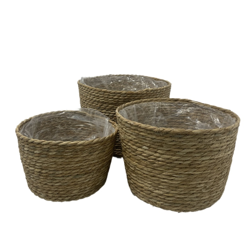 Eco-Friendly Woven Grass Baskets Flower Pot Covers, Green Plant Decorative Sets, Woven Grass for Stylish Plant Decor