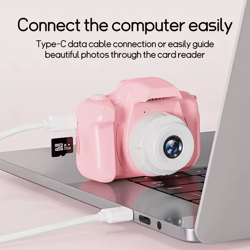 High Quality Children Digital Toy 1080P 2inch Screen 8X Zoom Fun Stickers Double Lens Selfie Videos Portable Kids Camera