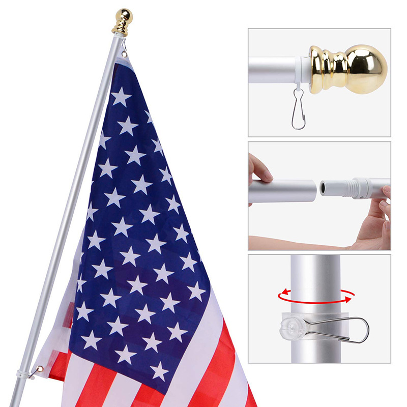 6 Foot Tangle Free Spinning Flag Pole Residential or Commercial Flag Pole Wind Resistant Rust Free