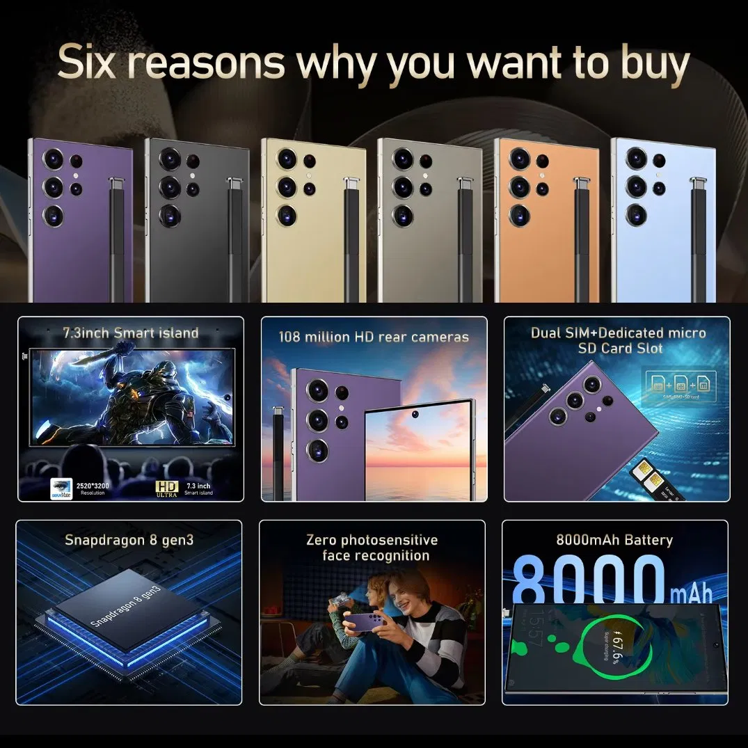 Смартфон S24 Ultra 6.8 дюймов, 8/256GB, 12/512GB