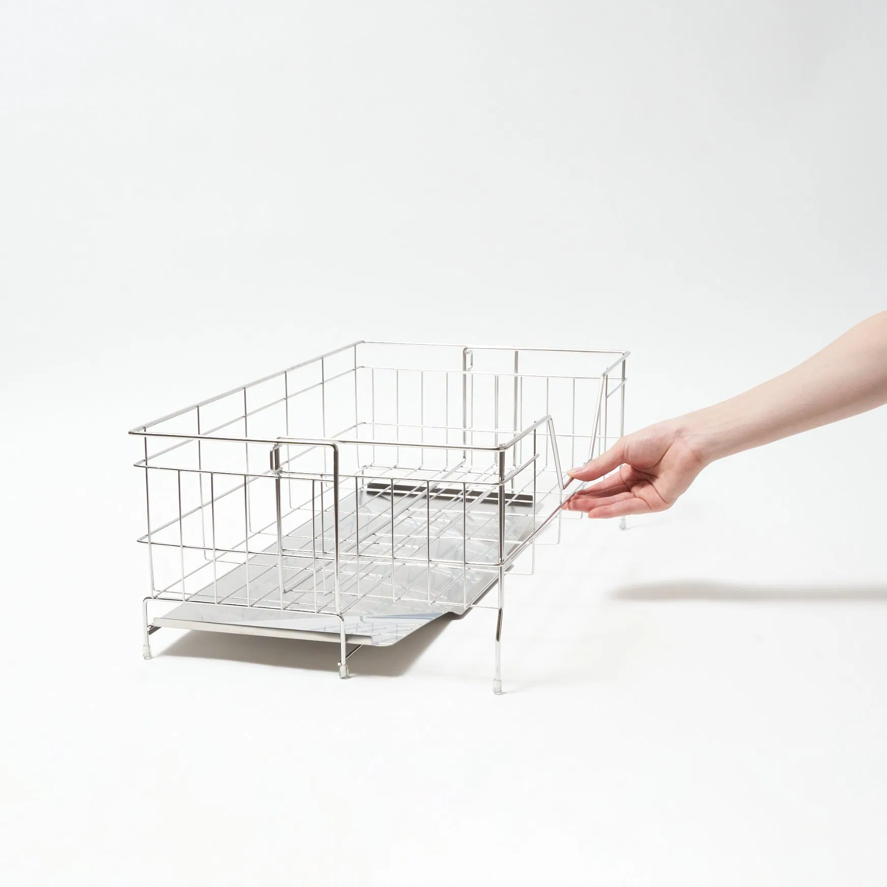Double Layer Drainage Rack Bowl Dish Expandable Storage Kitchen Stainless Steel Dish Drainer Rack Wire Basket