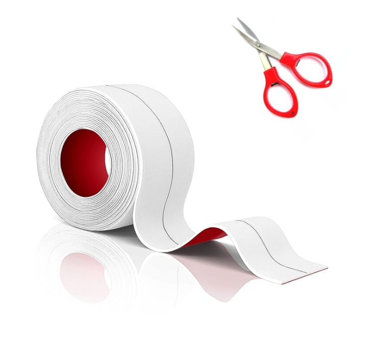 Waterproof PVC Caulk Strip, Mold-Resistant Self-Adhesive Sealing Tape, White, for Bathtub, Kitchen