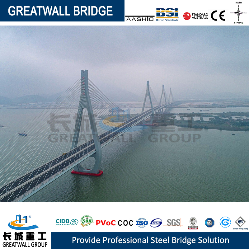 China Q355b/Q460c Universal Certificate Cable Stayed Bridges Long Life Prefab Steel Bridges
