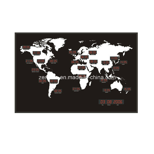 24 Major City Large LED Digital World Time Wall Clock