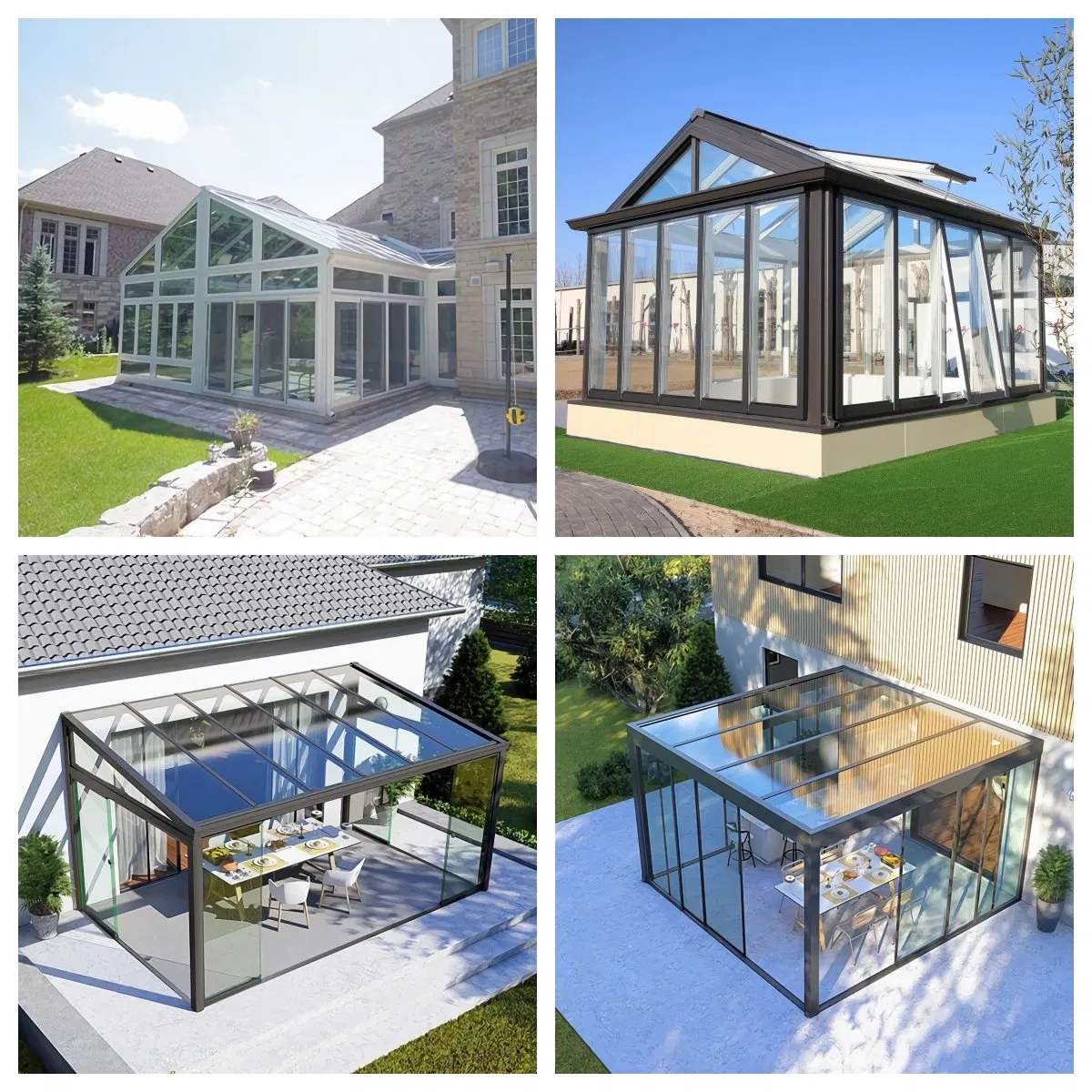 Outdoor Aluminum Polycarbonate Roof Elegant Gazebo Kit Sunroom