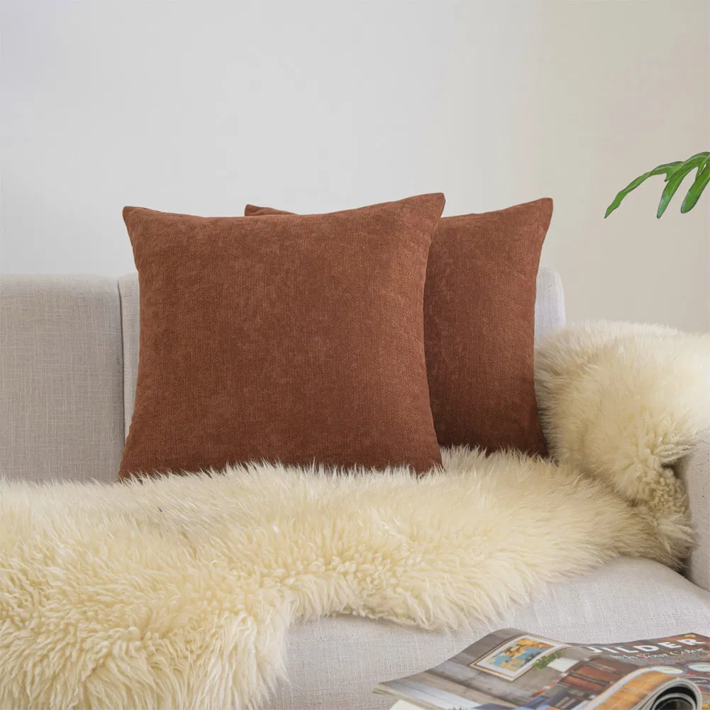 Throw Chenille Pillow Covers Pillow Cases for Sofa Home Decoration Solid Dyed Soft 18*18 Inches Living Room
