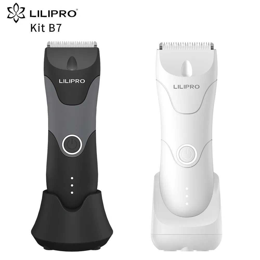 Lilipro B7 Body Hair Trimmer Groin Trimmer Replaceable Ceramic Blade Heads USB Recharge Dock Waterproof Electric Shaver for Men