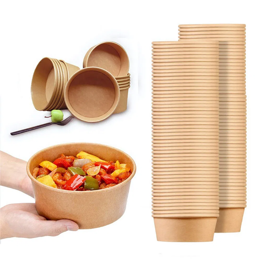 Top Quality Disposable Kraft Paper Bowl Take Away Salad Bowl with Lid