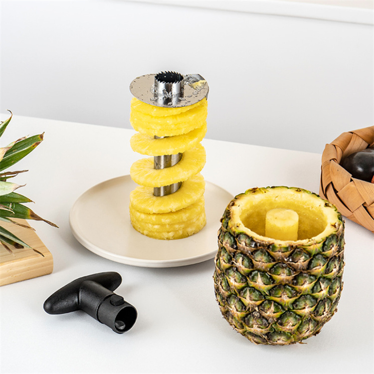 Pineapple Corer Slicer Tool Stainless Steel Pineapple Cutter Core Remover Tool with Detachable Handle