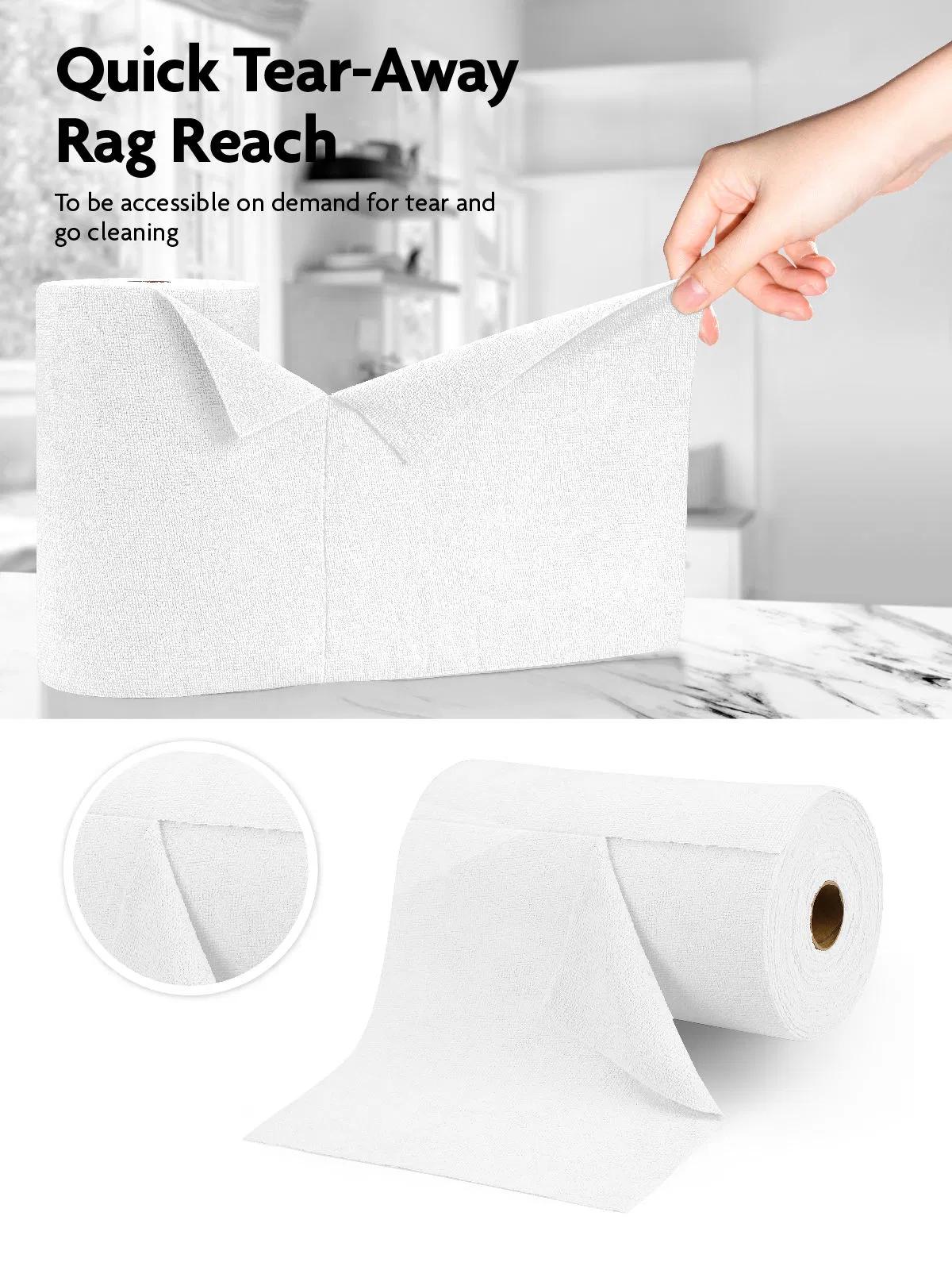 Fantasticlean 75pack Kitchen Microfiber on a Roll Tear Away Cleaning Paper Towels Reusable and Washable Cloths for Car, House