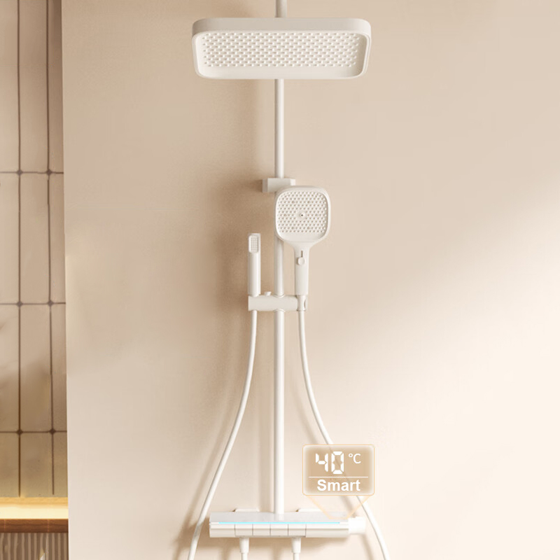 Tiktok Trend Piano Key Thermostatic Shower Set Rainfall LED Digital Display Bathroom Shower Mixer Set