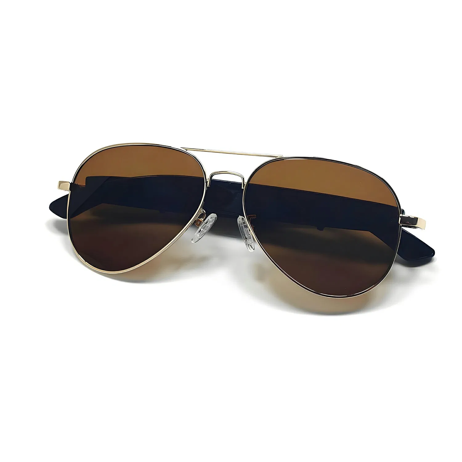 F18 Smart Bluetooth Audio Glasses Ai Translation Wireless Headset Sunglasses with UV Protection -Gold Frame / Tan Lens