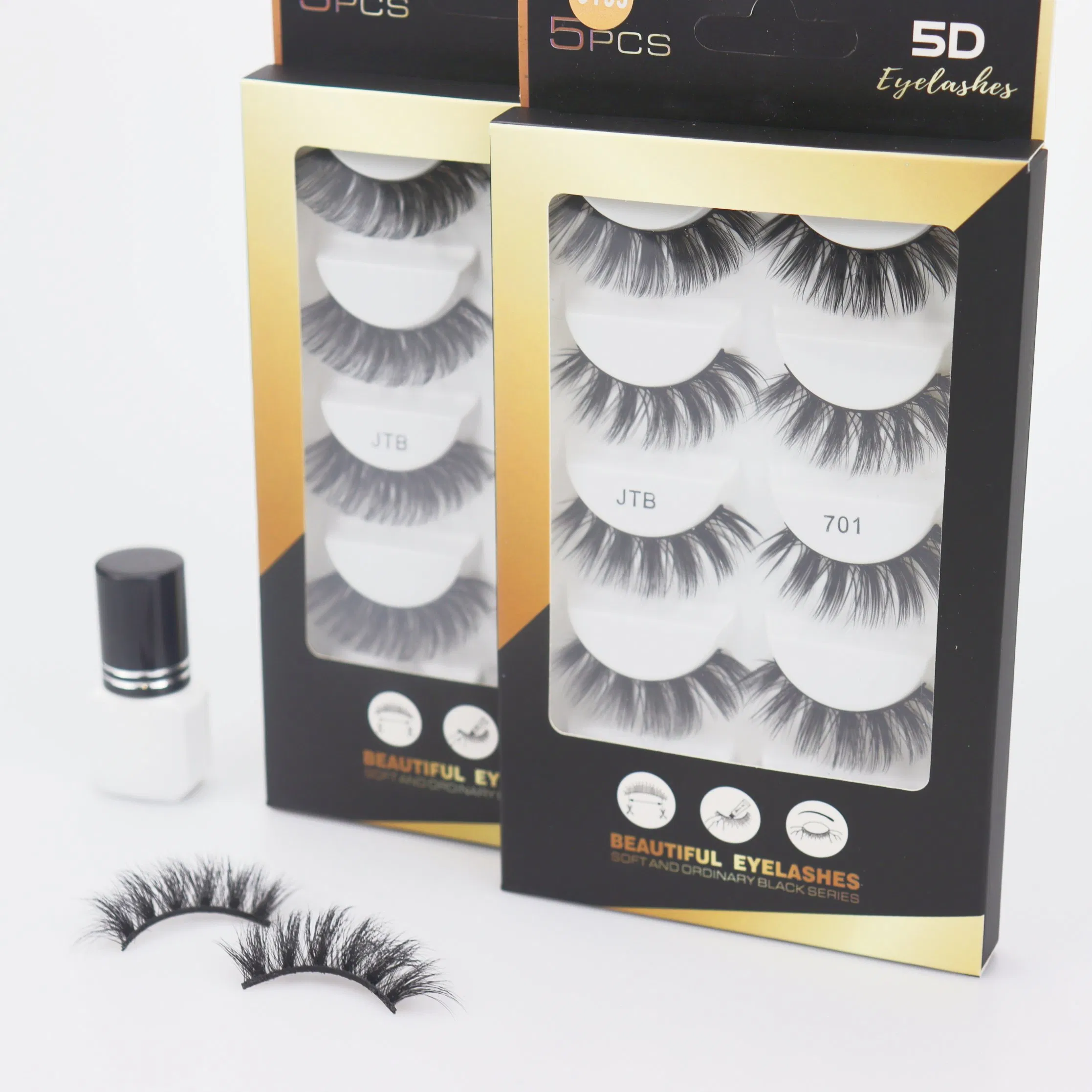 2026 Hot Sell Faux Mink Eyelash ODM OEM 5D Natural Eyelash Extension Cat Eye Look False Eye Lash Clear Band Premade Volume Fans False Eyelashes with Custom Box