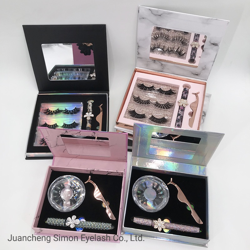 Wholesale 5D Mink Eyelashes 25mm Lashes Pink Glitter Custom Box