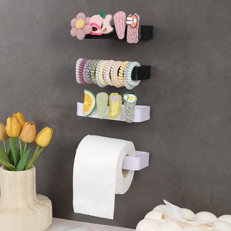 Bathroom Tissue Holder No-Drill Toilet Paper Holder Plastic Storage Rack