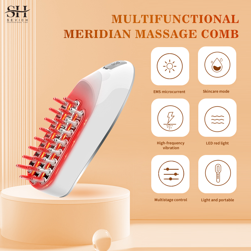Head Massage LED Red Light Electric Scalp Massager Comb for Hair Growth