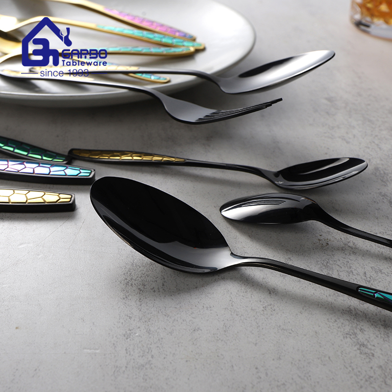 Brazil Hot Black PVD Stainless Steel Dinner Knife Set Food Garde Table Knife Rainbow Colored Cutlery Flatware Cutlery Table Knife Utensil Set