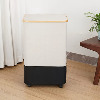 Foldable Dual-Color Laundry Basket Oxford Cloth Storage Bin with Lid