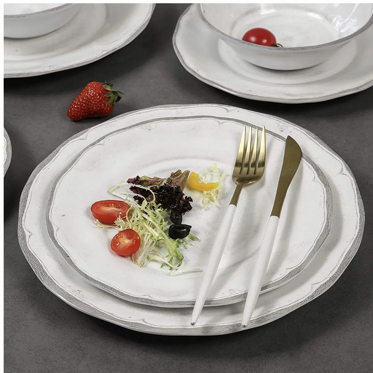 Manufacturers Wholesale Unbreakable White Christmas Melamine Dinnerware Set