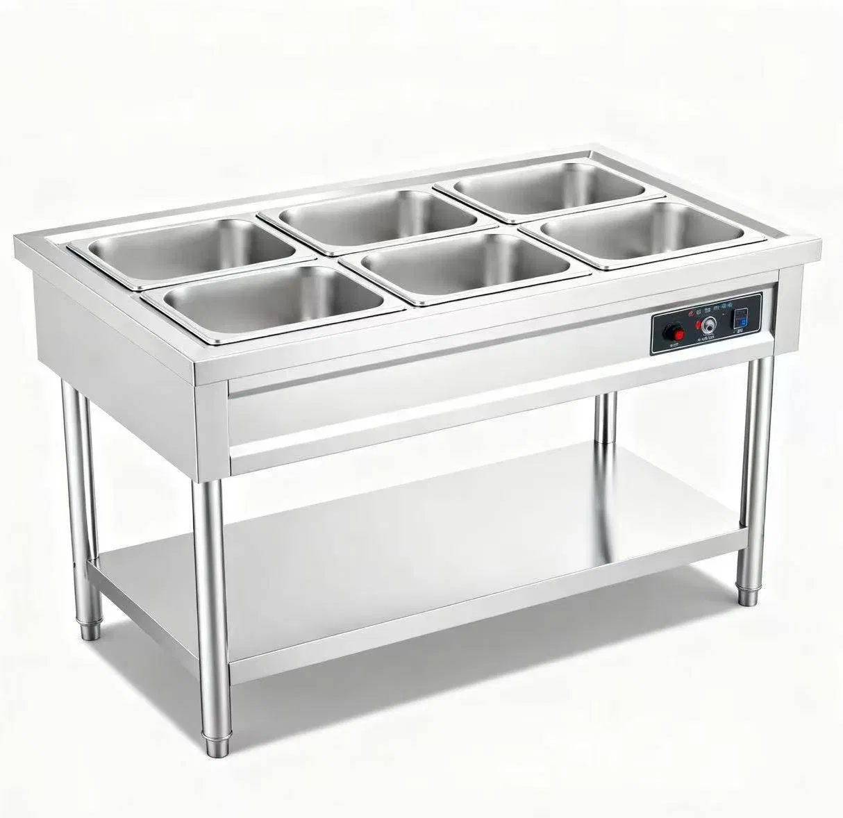 Stainless Steel Commercial Food Warmer Buffet Station with Glass Shield