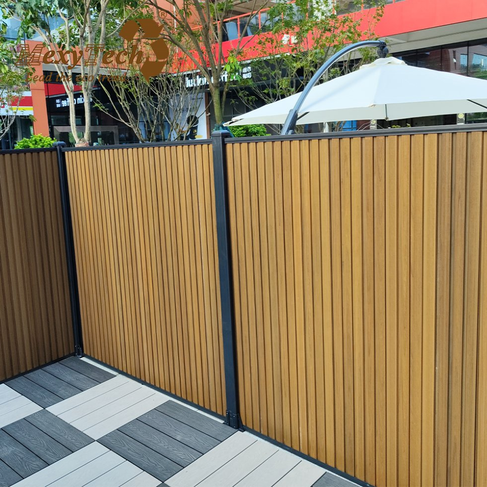 3D Grooved Design Garden Privacy Fence DIY Wood Composite WPC Fence Panel
